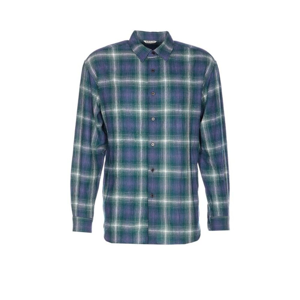 Auralee Men Airy Wool Check Shirt